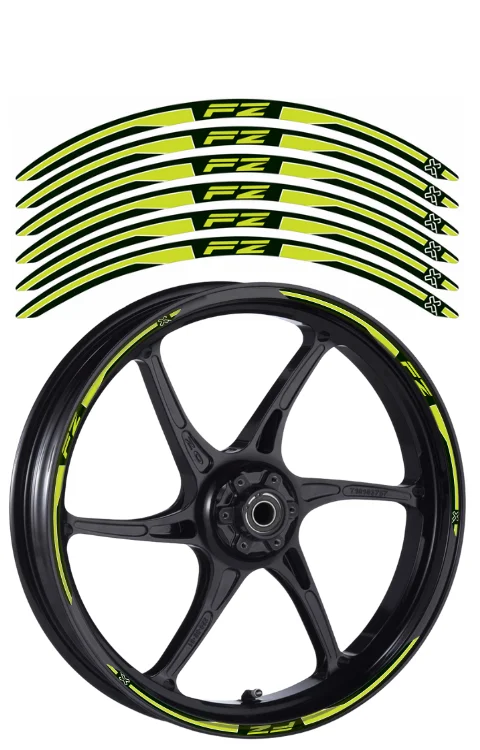 Alloy Wheel Radium Sticker For FZ V1/V2/V3/V4 | Printed In Premium Radium With FPF(Fade Protection Film), Water Proof, Precut Sticker, Pack Of 6